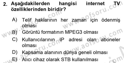 Yeni İletişim Teknolojileri Dersi 2024 - 2025 Yılı (Final) Dönem Sonu Sınav Soruları 2. Soru
