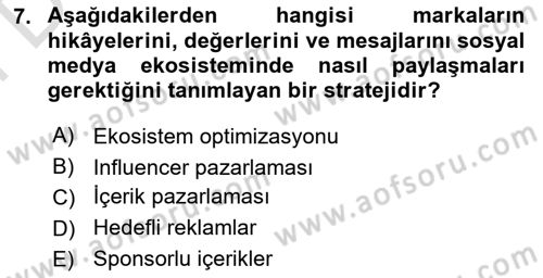 Yeni İletişim Teknolojileri Dersi 2024 - 2025 Yılı (Final) Dönem Sonu Sınav Soruları 7. Soru