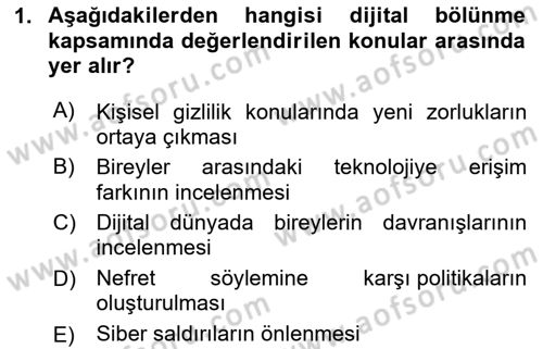 Yeni İletişim Teknolojileri Dersi 2024 - 2025 Yılı Yaz Okulu Sınav Soruları 1. Soru