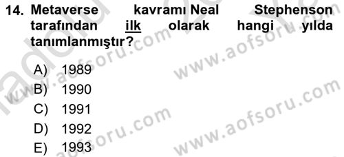 Yeni İletişim Teknolojileri Dersi 2024 - 2025 Yılı Yaz Okulu Sınav Soruları 14. Soru