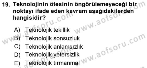 Yeni İletişim Teknolojileri Dersi 2024 - 2025 Yılı Yaz Okulu Sınav Soruları 19. Soru