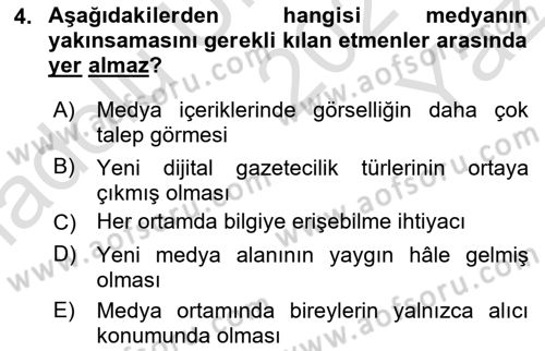 Yeni İletişim Teknolojileri Dersi 2024 - 2025 Yılı Yaz Okulu Sınav Soruları 4. Soru