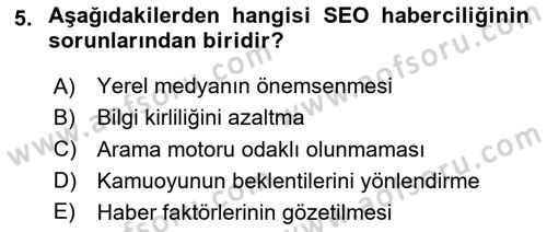 Yeni İletişim Teknolojileri Dersi 2024 - 2025 Yılı Yaz Okulu Sınav Soruları 5. Soru
