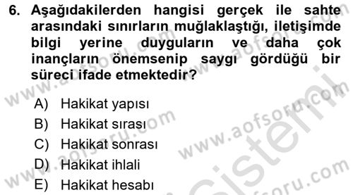 Yeni İletişim Teknolojileri Dersi 2024 - 2025 Yılı Yaz Okulu Sınav Soruları 6. Soru