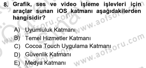Yeni İletişim Teknolojileri Dersi 2024 - 2025 Yılı Yaz Okulu Sınav Soruları 8. Soru