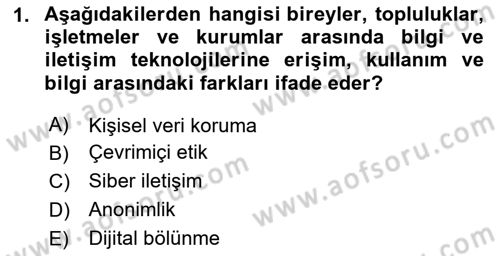 Yeni İletişim Teknolojileri Dersi 2025 - 2026 Yılı (Vize) Ara Sınav Soruları 1. Soru