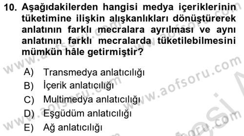 Yeni İletişim Teknolojileri Dersi 2025 - 2026 Yılı (Vize) Ara Sınav Soruları 10. Soru