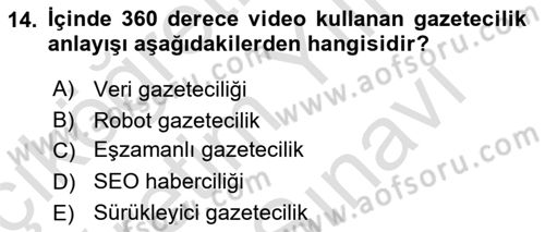 Yeni İletişim Teknolojileri Dersi 2025 - 2026 Yılı (Vize) Ara Sınav Soruları 14. Soru