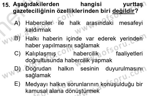 Yeni İletişim Teknolojileri Dersi 2025 - 2026 Yılı (Vize) Ara Sınav Soruları 15. Soru