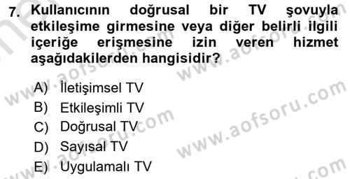 Yeni İletişim Teknolojileri Dersi 2025 - 2026 Yılı (Vize) Ara Sınav Soruları 7. Soru