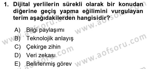 Yeni İletişim Teknolojileri Dersi 2025 - 2026 Yılı (Final) Dönem Sonu Sınav Soruları 1. Soru
