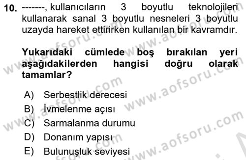 Yeni İletişim Teknolojileri Dersi 2025 - 2026 Yılı (Final) Dönem Sonu Sınav Soruları 10. Soru