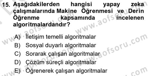Yeni İletişim Teknolojileri Dersi 2025 - 2026 Yılı (Final) Dönem Sonu Sınav Soruları 15. Soru