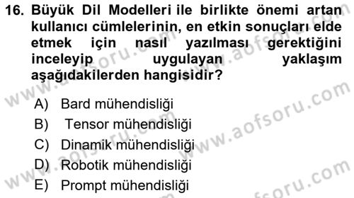 Yeni İletişim Teknolojileri Dersi 2025 - 2026 Yılı (Final) Dönem Sonu Sınav Soruları 16. Soru