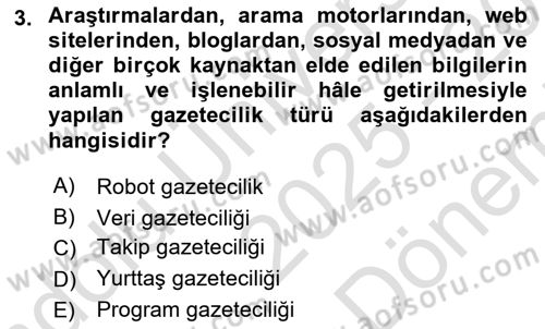 Yeni İletişim Teknolojileri Dersi 2025 - 2026 Yılı (Final) Dönem Sonu Sınav Soruları 3. Soru