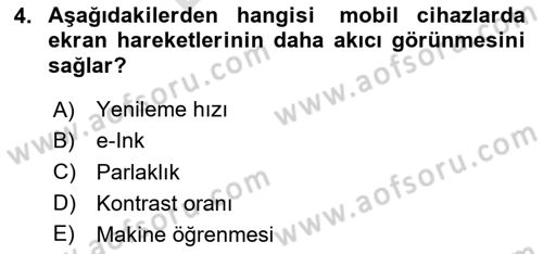 Yeni İletişim Teknolojileri Dersi 2025 - 2026 Yılı (Final) Dönem Sonu Sınav Soruları 4. Soru