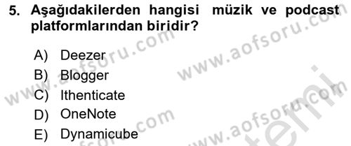 Yeni İletişim Teknolojileri Dersi 2025 - 2026 Yılı (Final) Dönem Sonu Sınav Soruları 5. Soru