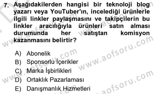 Yeni İletişim Teknolojileri Dersi 2025 - 2026 Yılı (Final) Dönem Sonu Sınav Soruları 7. Soru