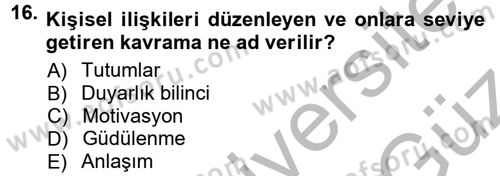 Halkla İlişkiler Ve İletişim Dersi 2012 - 2013 Yılı (Vize) Ara Sınavı 16. Soru