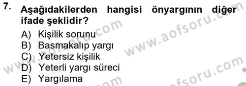 Halkla İlişkiler Ve İletişim Dersi 2012 - 2013 Yılı (Vize) Ara Sınavı 7. Soru