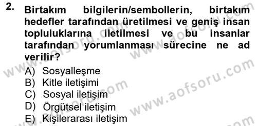 Halkla İlişkiler Ve İletişim Dersi 2012 - 2013 Yılı (Final) Dönem Sonu Sınav Soruları 2. Soru