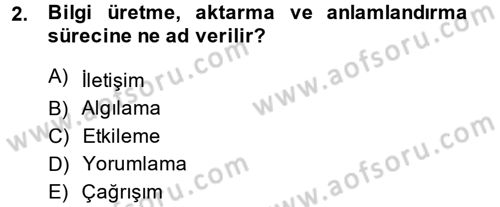 Halkla İlişkiler Ve İletişim Dersi 2013 - 2014 Yılı (Vize) Ara Sınavı 2. Soru