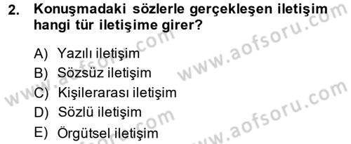 Halkla İlişkiler Ve İletişim Dersi 2013 - 2014 Yılı (Final) Dönem Sonu Sınav Soruları 2. Soru