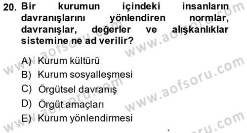 Halkla İlişkiler Ve İletişim Dersi 2013 - 2014 Yılı (Final) Dönem Sonu Sınav Soruları 20. Soru