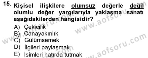 Halkla İlişkiler Ve İletişim Dersi Ara Sınavı Deneme Sınav Soruları 15. Soru