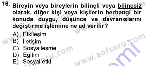 Halkla İlişkiler Ve İletişim Dersi Ara Sınavı Deneme Sınav Soruları 16. Soru