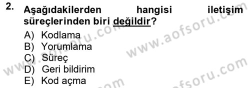 Halkla İlişkiler Ve İletişim Dersi 2014 - 2015 Yılı (Vize) Ara Sınav Soruları 2. Soru