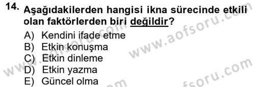 Halkla İlişkiler Ve İletişim Dersi 2014 - 2015 Yılı Tek Ders Sınav Soruları 14. Soru