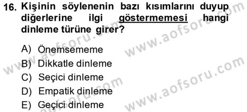 Halkla İlişkiler Ve İletişim Dersi 2014 - 2015 Yılı Tek Ders Sınav Soruları 16. Soru