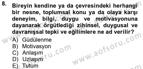 Halkla İlişkiler Ve İletişim Dersi 2014 - 2015 Yılı Tek Ders Sınav Soruları 8. Soru