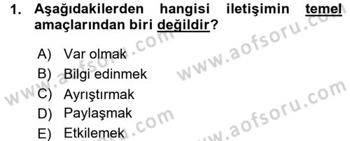 Halkla İlişkiler Ve İletişim Dersi Ara Sınavı Deneme Sınav Soruları 1. Soru