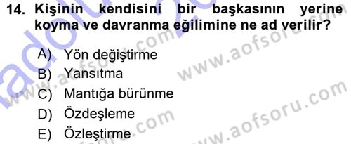 Halkla İlişkiler Ve İletişim Dersi 2015 - 2016 Yılı (Vize) Ara Sınavı 14. Soru