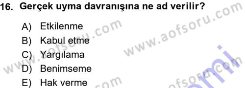 Halkla İlişkiler Ve İletişim Dersi 2015 - 2016 Yılı (Vize) Ara Sınav Soruları 16. Soru