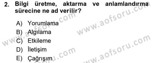 Halkla İlişkiler Ve İletişim Dersi Ara Sınavı Deneme Sınav Soruları 2. Soru