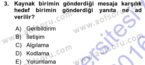 Halkla İlişkiler Ve İletişim Dersi Ara Sınavı Deneme Sınav Soruları 3. Soru