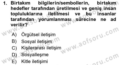 Halkla İlişkiler Ve İletişim Dersi 2015 - 2016 Yılı (Final) Dönem Sonu Sınav Soruları 1. Soru