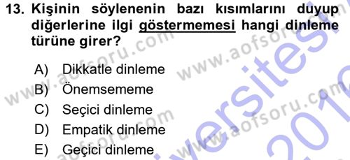 Halkla İlişkiler Ve İletişim Dersi 2015 - 2016 Yılı (Final) Dönem Sonu Sınavı 13. Soru