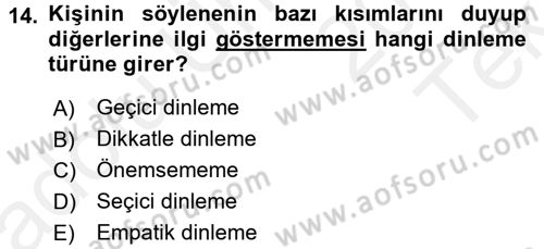 Halkla İlişkiler Ve İletişim Dersi 2015 - 2016 Yılı Tek Ders Sınav Soruları 14. Soru