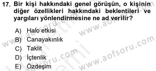 Halkla İlişkiler Ve İletişim Dersi 2015 - 2016 Yılı Tek Ders Sınav Soruları 17. Soru