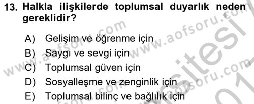 Halkla İlişkiler Ve İletişim Dersi 2016 - 2017 Yılı 3 Ders Sınav Soruları 13. Soru
