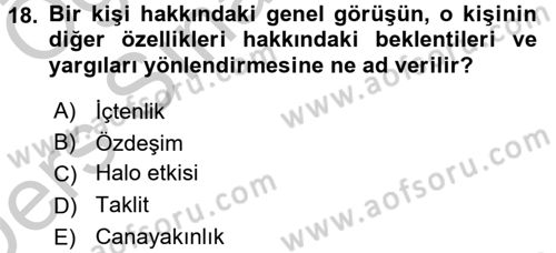Halkla İlişkiler Ve İletişim Dersi 2016 - 2017 Yılı 3 Ders Sınav Soruları 18. Soru