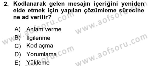 Halkla İlişkiler Ve İletişim Dersi 2016 - 2017 Yılı 3 Ders Sınav Soruları 2. Soru