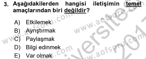 Halkla İlişkiler Ve İletişim Dersi 2016 - 2017 Yılı 3 Ders Sınav Soruları 3. Soru
