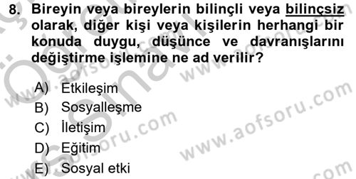 Halkla İlişkiler Ve İletişim Dersi 2016 - 2017 Yılı 3 Ders Sınav Soruları 8. Soru