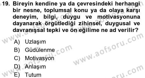 Halkla İlişkiler Ve İletişim Dersi Ara Sınavı Deneme Sınav Soruları 19. Soru