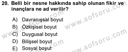 Halkla İlişkiler Ve İletişim Dersi 2016 - 2017 Yılı (Vize) Ara Sınavı 20. Soru